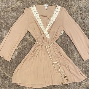 Boho deep v open back dress